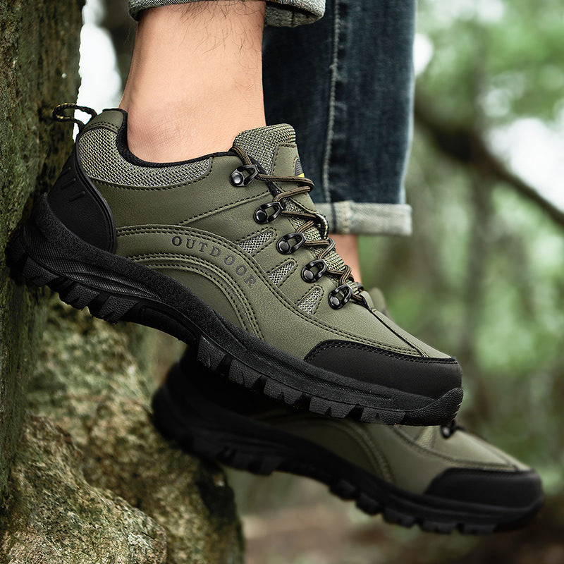 Men’s Autumn Winter Leather Low-Top Hiking Boots