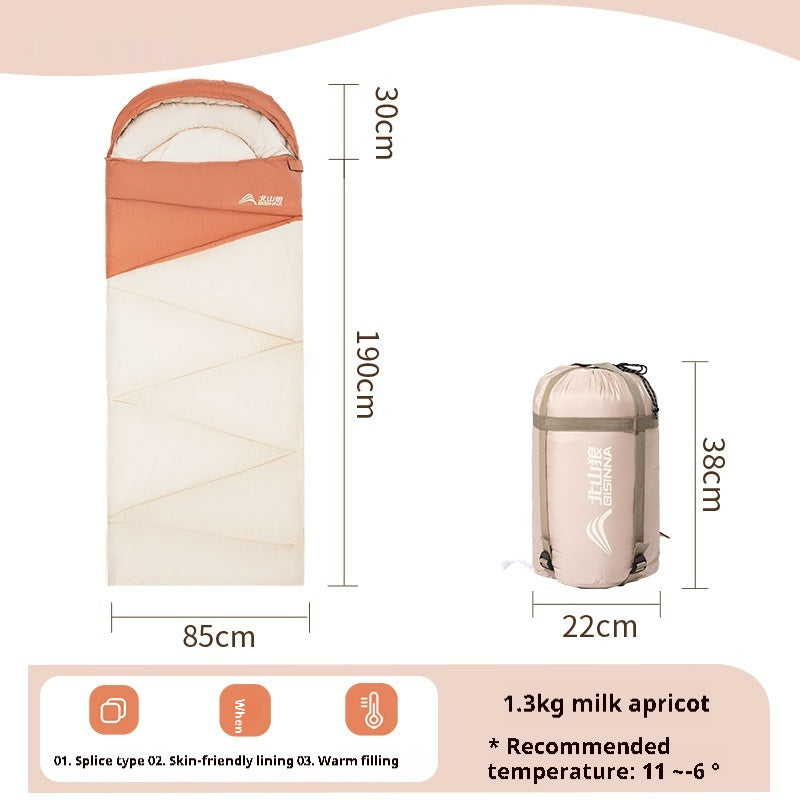 Outdoor Thickened Cold-Protection Sleeping Bag for Camping and Travel