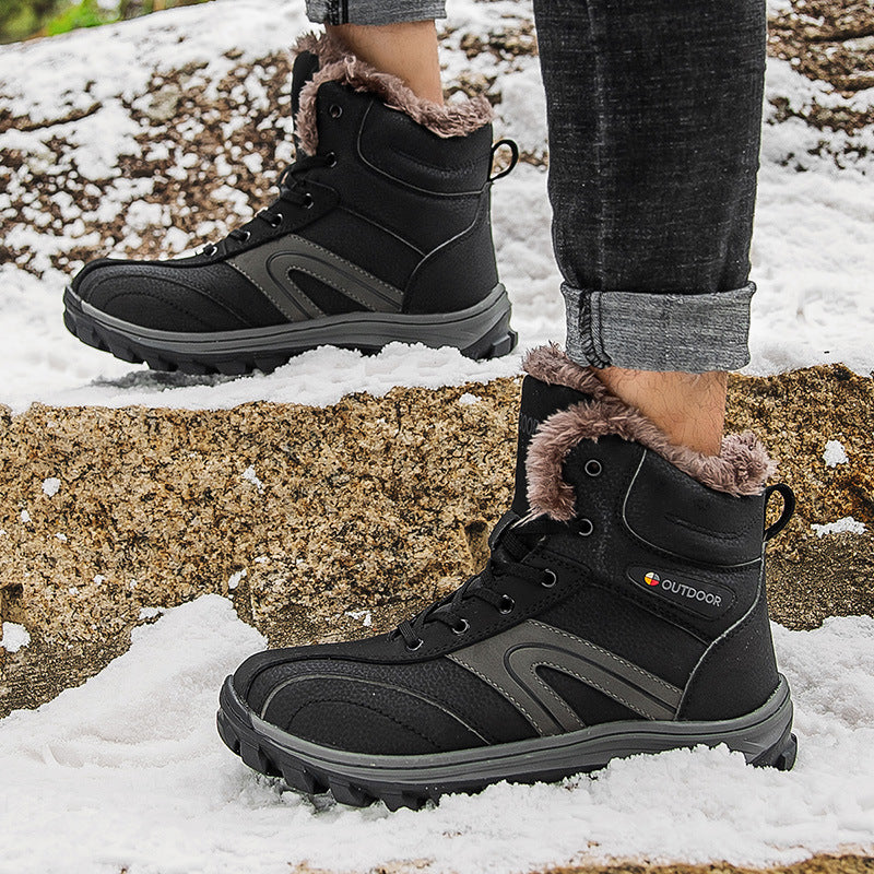 Winter Cotton Velvet Lined Plus-Size Hiking Boots