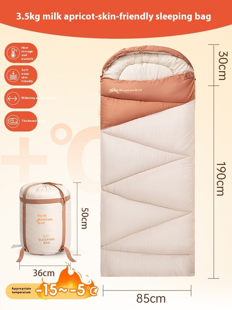 Outdoor Thickened Cold-Protection Sleeping Bag for Camping and Travel