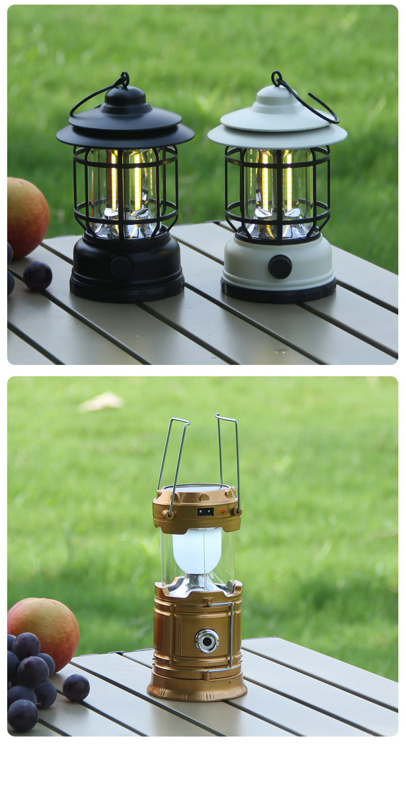 Outdoor Retro Revolving Camping Lantern – Rechargeable Portable Lamp