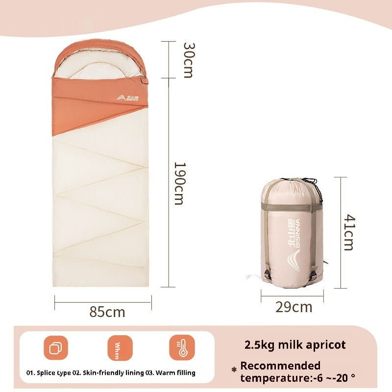 Outdoor Thickened Cold-Protection Sleeping Bag for Camping and Travel