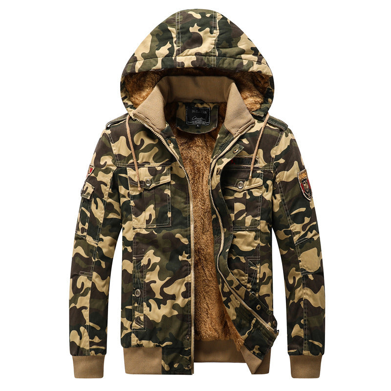 Men’s Outdoor Windproof Camouflage Tactical Fleece Jacket