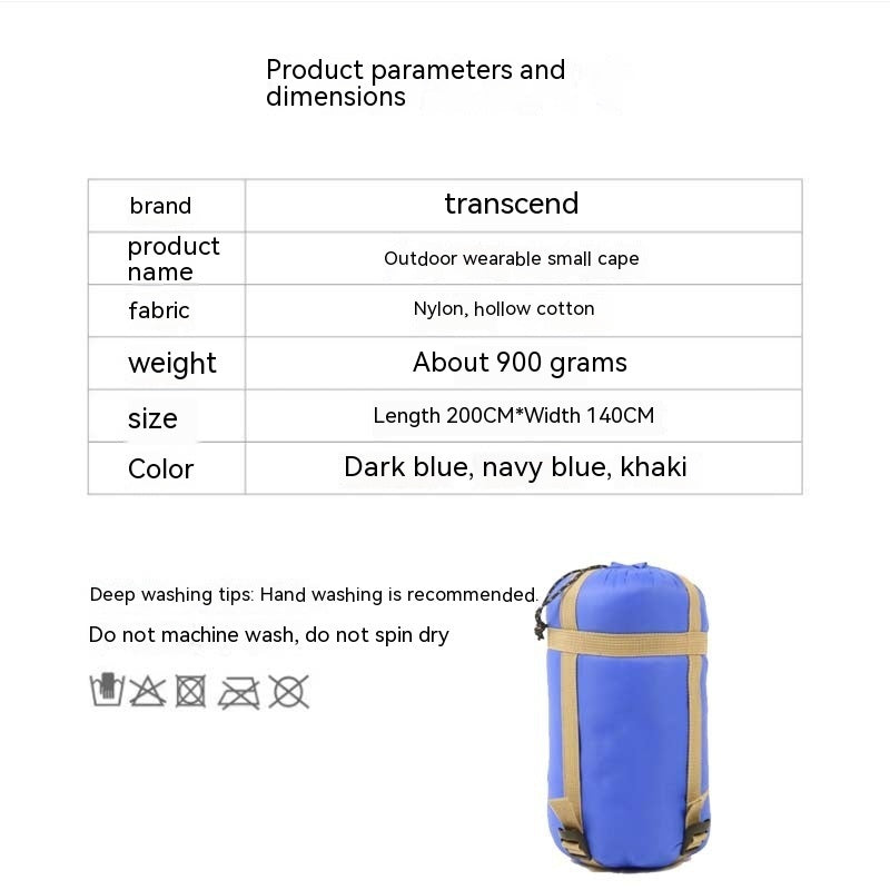 Outdoor Wearable Sleeping Bag – Cold-Proof Warm Cape Blanket