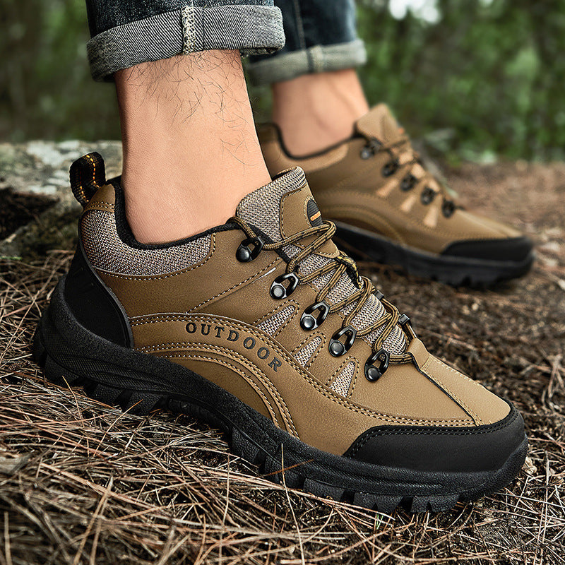 Men’s Autumn Winter Leather Low-Top Hiking Boots