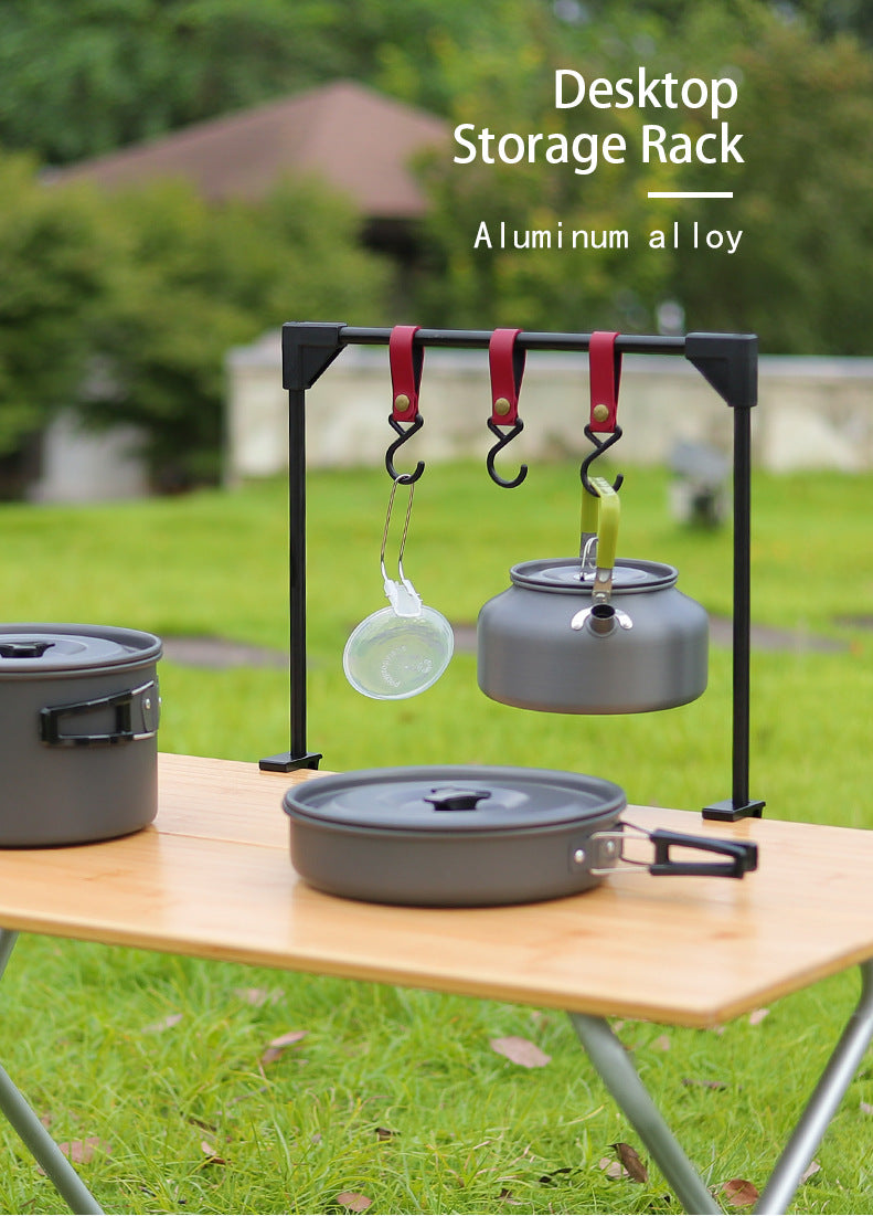 Adjustable Camping Cookware Hanging Rack With Base Clamp