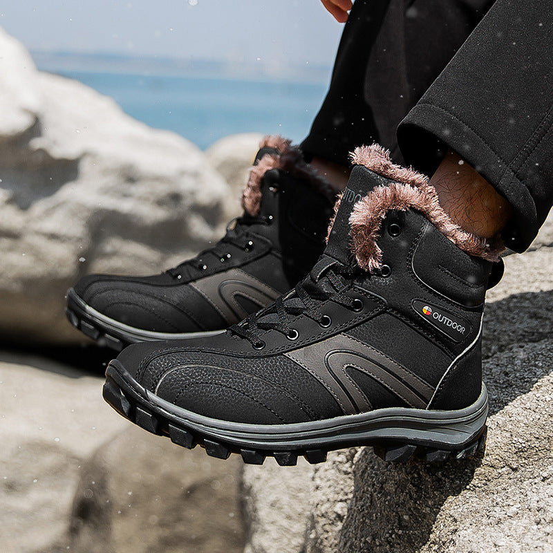 Winter Cotton Velvet Lined Plus-Size Hiking Boots