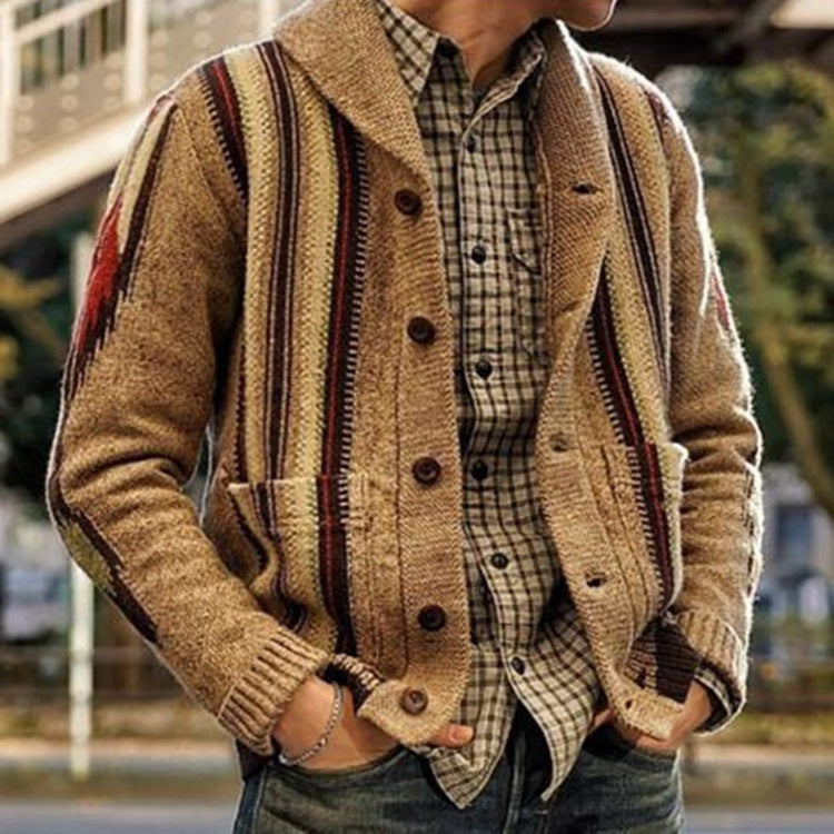 Men’s Camouflage Print Lapel Sweater Jacket