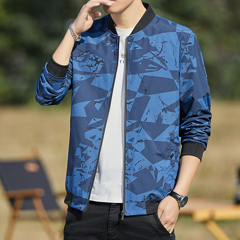 Men’s Stand Collar Casual Baseball Camouflage Jacket