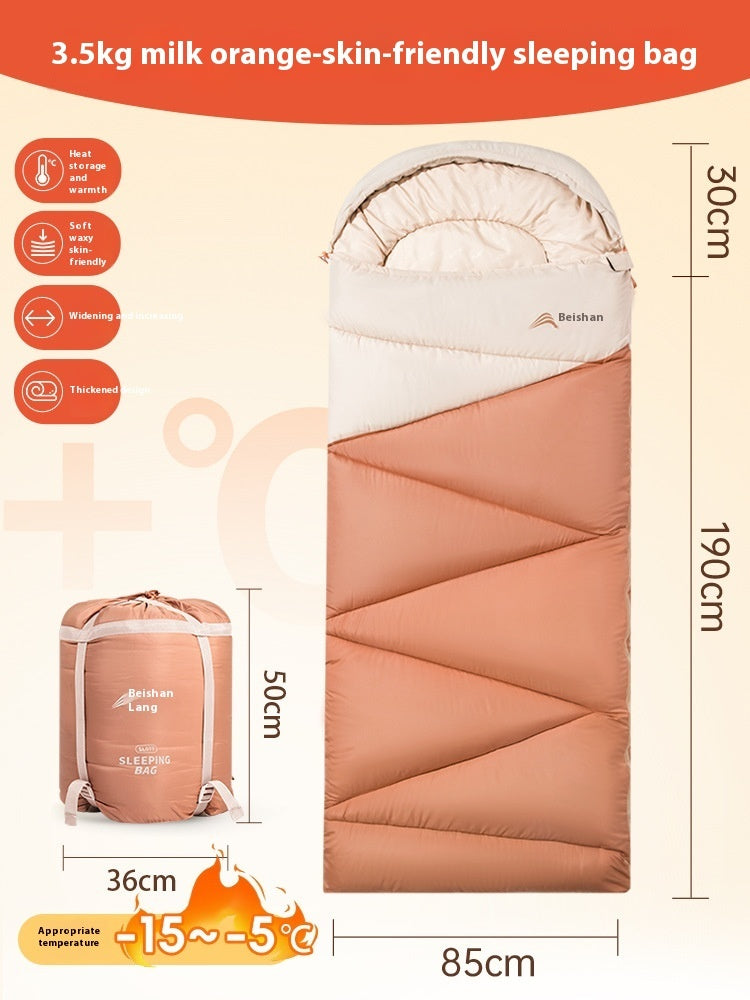 Outdoor Thickened Cold-Protection Sleeping Bag for Camping and Travel