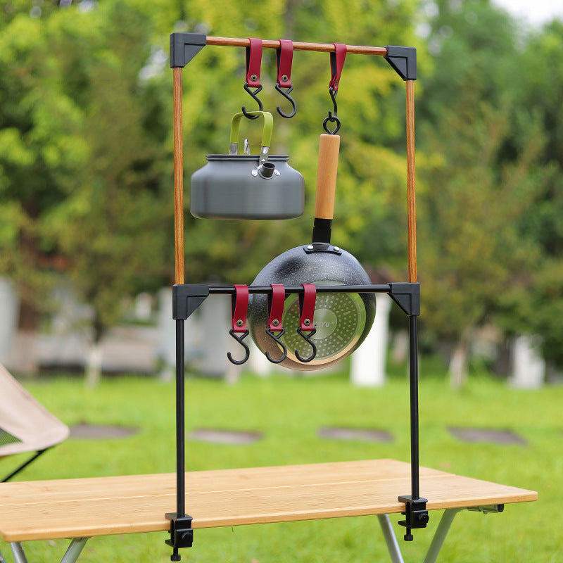 Adjustable Camping Cookware Hanging Rack With Base Clamp