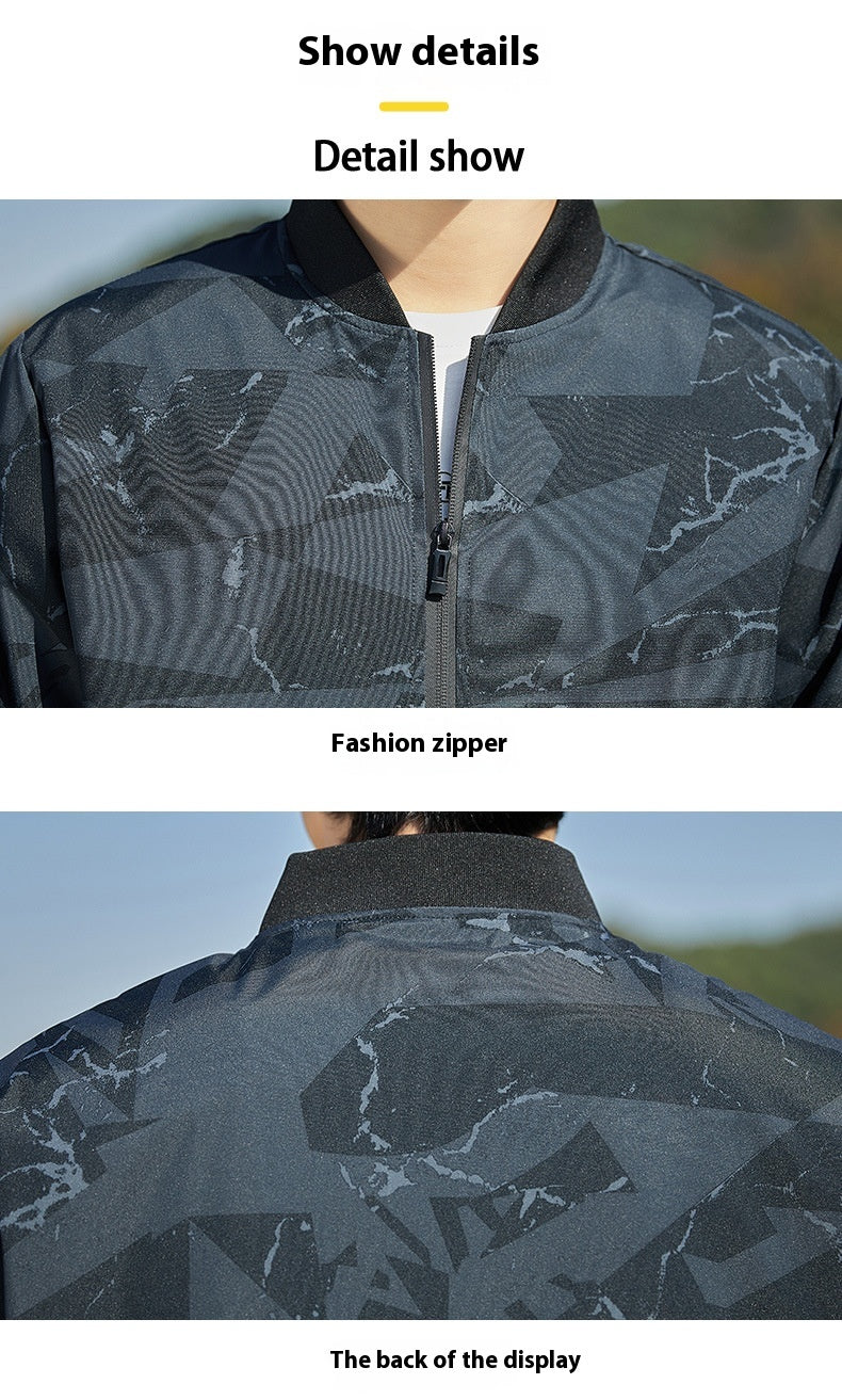 Men’s Stand Collar Casual Baseball Camouflage Jacket